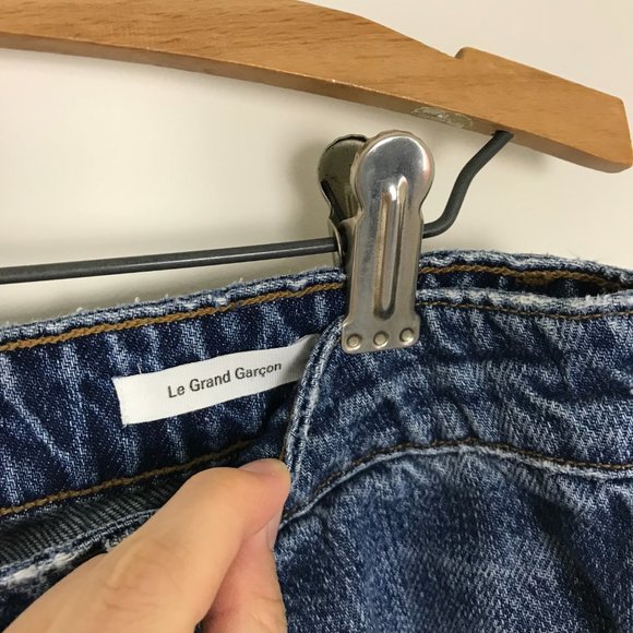 FRAME Denim Le Grand Garcon Jeans Ripped Knee Women's 26 Medium Dark Wash A9 - Picture 4 of 7